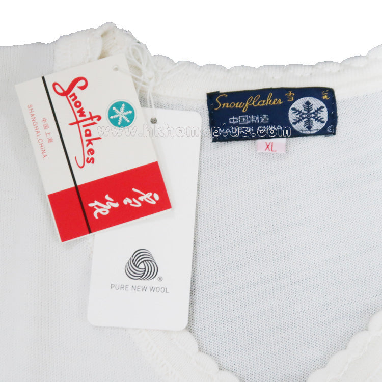 Snowflakes: Women's Wool Shrinkproof V-neck Pullover