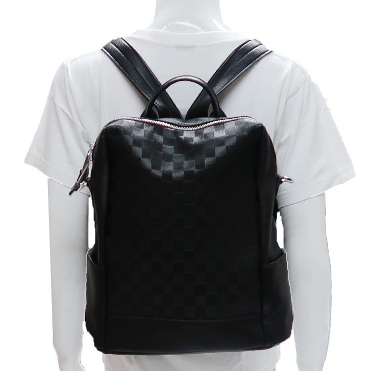 2 Way Imitative Leather Checkered Backpack/Tote Bag