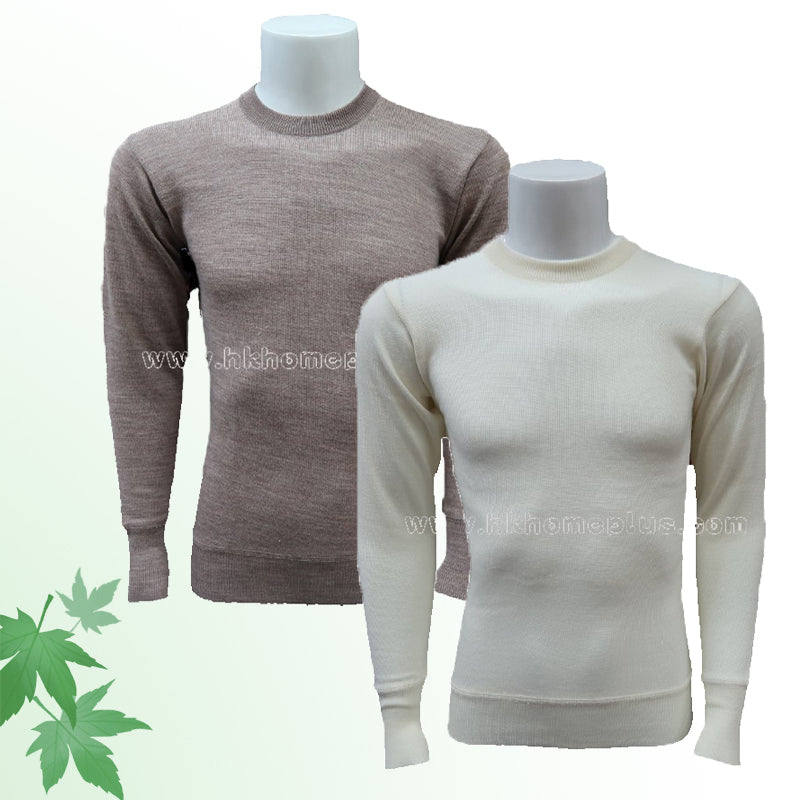 Snowflakes: Men's Wool Shrinkproof Crewneck Pullover