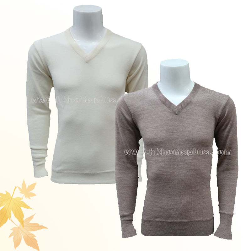 Snowflakes: Men's Wool Shrinkproof V-neck Pullover