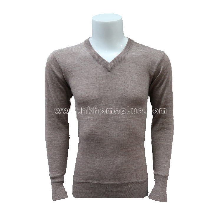 Snowflakes: Men's Wool Shrinkproof V-neck Pullover