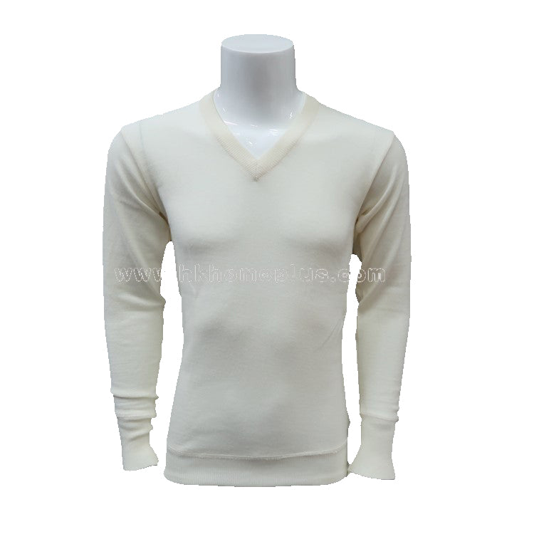 Snowflakes: Men's Wool Shrinkproof V-neck Pullover