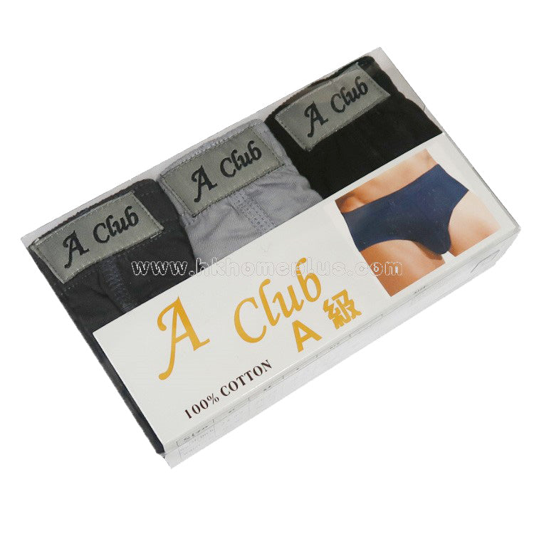 6pcs/2boxes A Club: Men's Solid Color Briefs