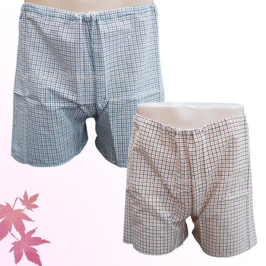 12Pcs/Pack Rose: Men's Drawstring Checkered Trunks