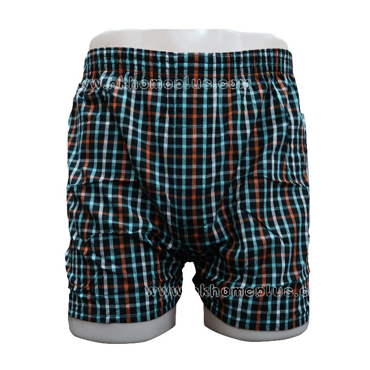 12Pcs/pack Chrysanthemum: Men's 100% Cotton Checkered Boxer