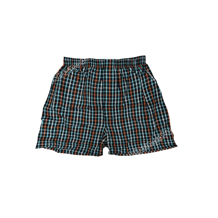 12Pcs/pack Chrysanthemum: Men's 100% Cotton Checkered Boxer