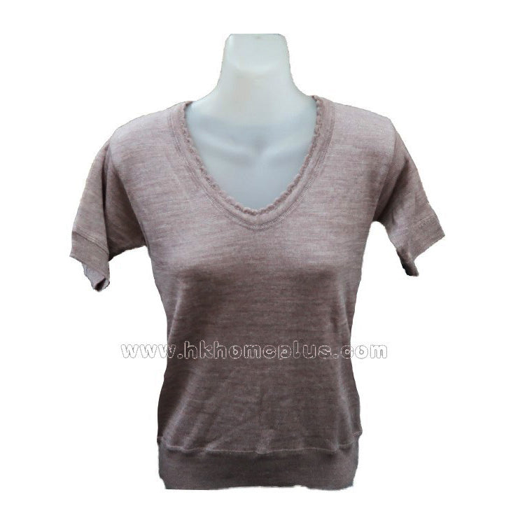 Snowflakes: Women's Wool Shrinkproof V-neck Shirts