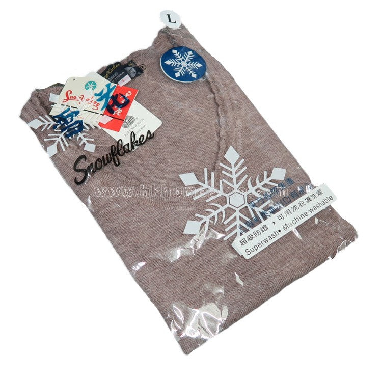 Snowflakes: Women's Wool Shrinkproof V-neck Shirts