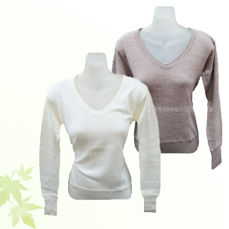 Snowflakes: Women's Wool Shrinkproof V-neck Pullover