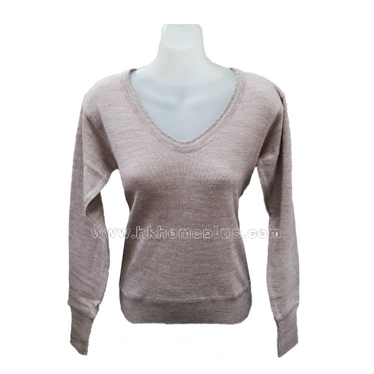 Snowflakes: Women's Wool Shrinkproof V-neck Pullover