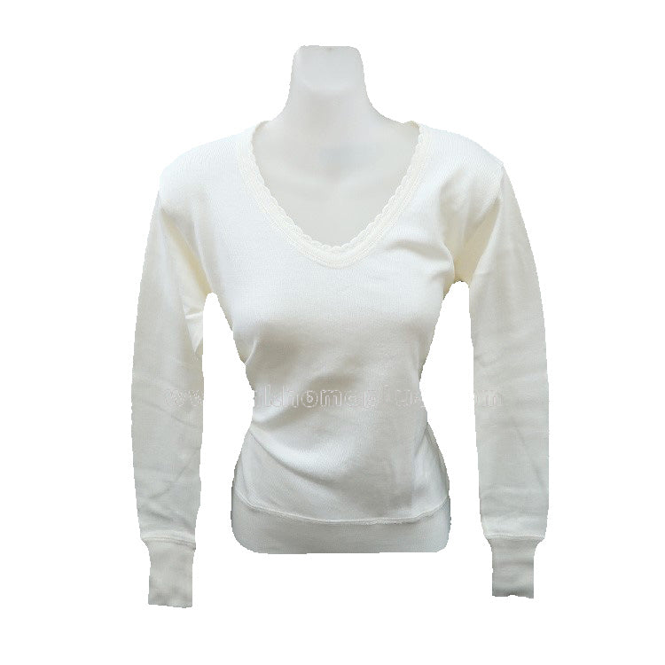 Snowflakes: Women's Wool Shrinkproof V-neck Pullover