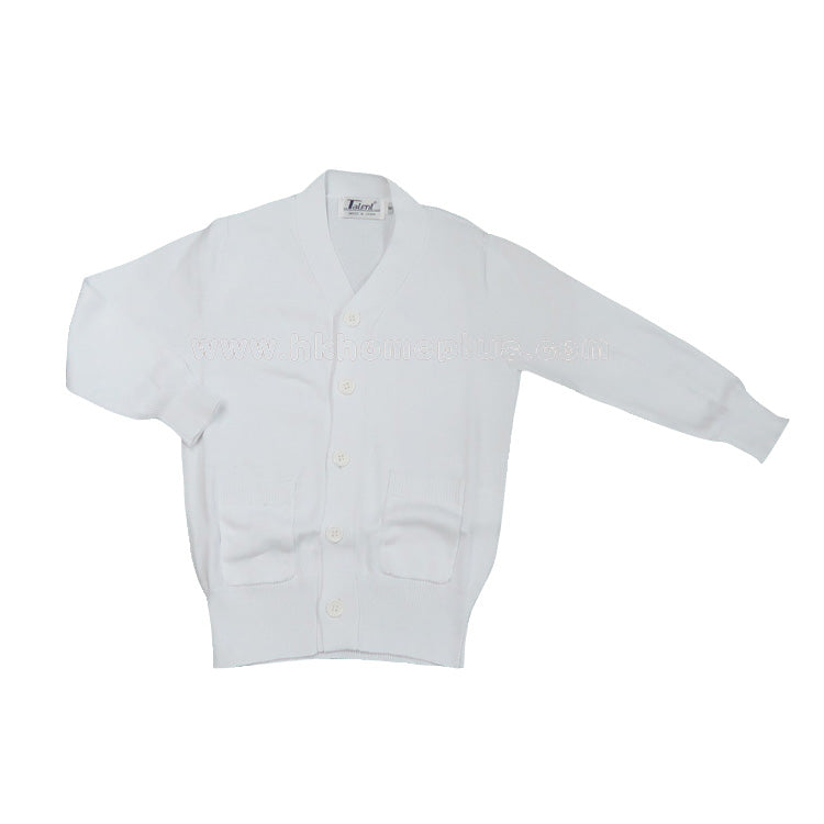 Talent: Kid's White Long Sleeve Cardigan with pockets