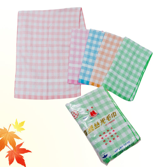 12Pcs/pack Dual boat: 30s Silk Cotton Checkered Face Towels