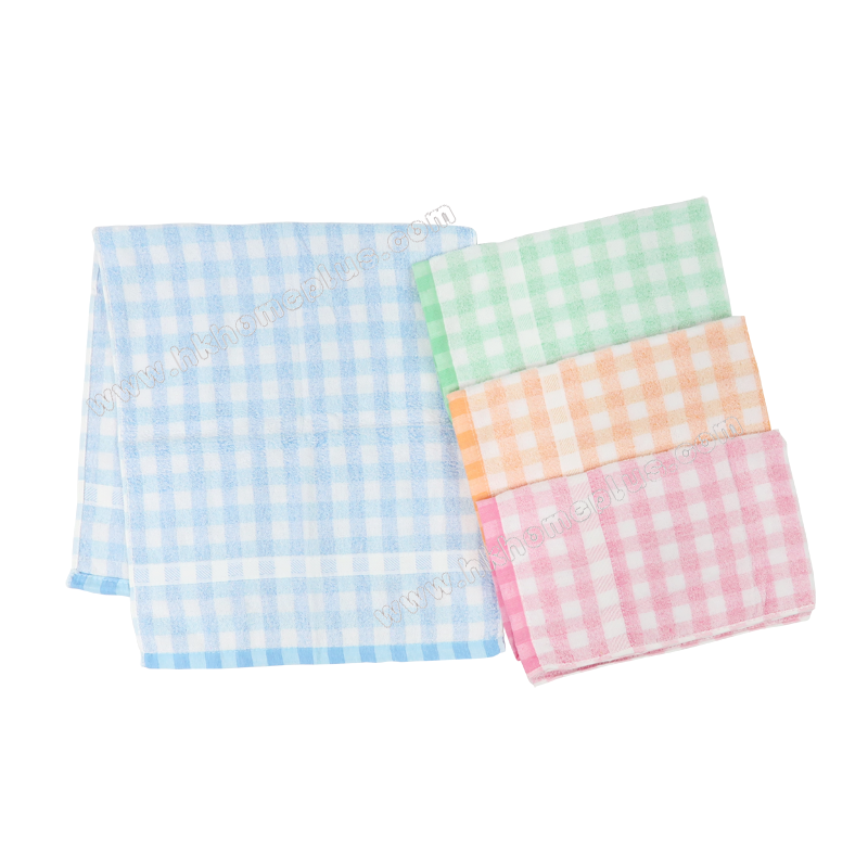 12Pcs/pack Sailboat: 30s Silk Cotton Checkered Face Towels