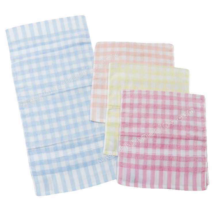 12Pcs/Pack Dual boat: 30s Silk Cotton Checkered Face Cloths