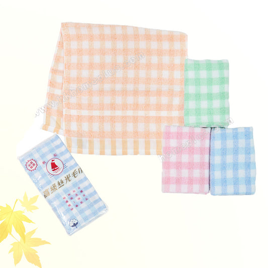 12Pcs/pack Sailboat: 30s Silk Cotton Checkered Face Cloths