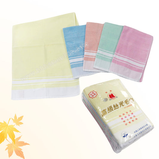 12Pcs/Pack Dual boat: 100s Silk Cotton Solid Color Face Towels