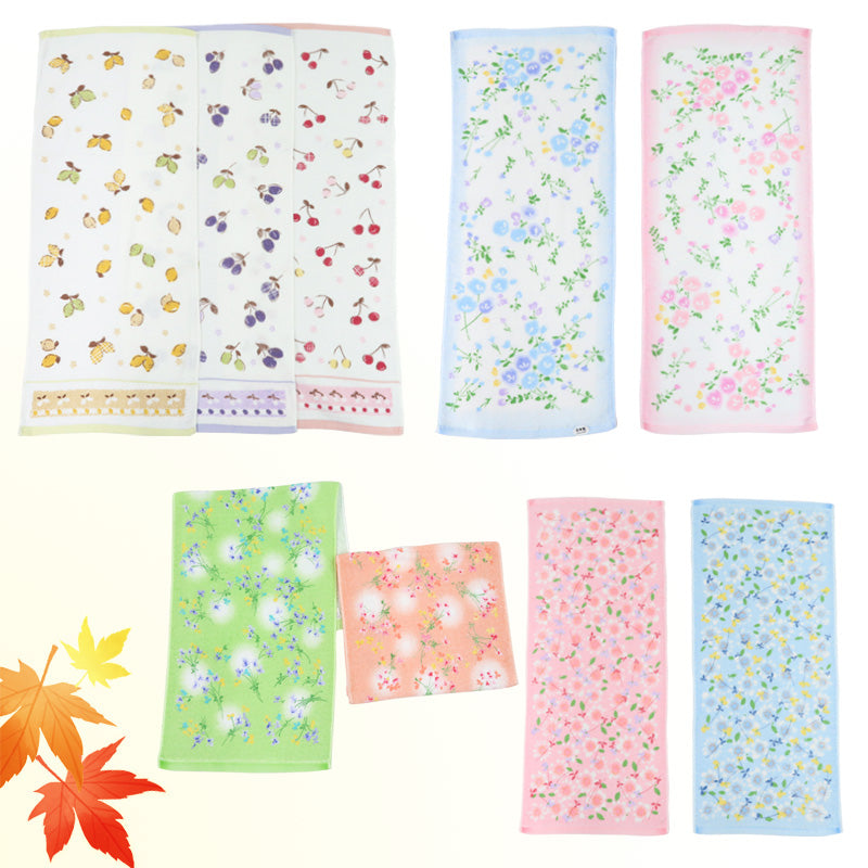 6Pcs/Pack Senshu Towel: Flowered Face Towels (Made in Japan)